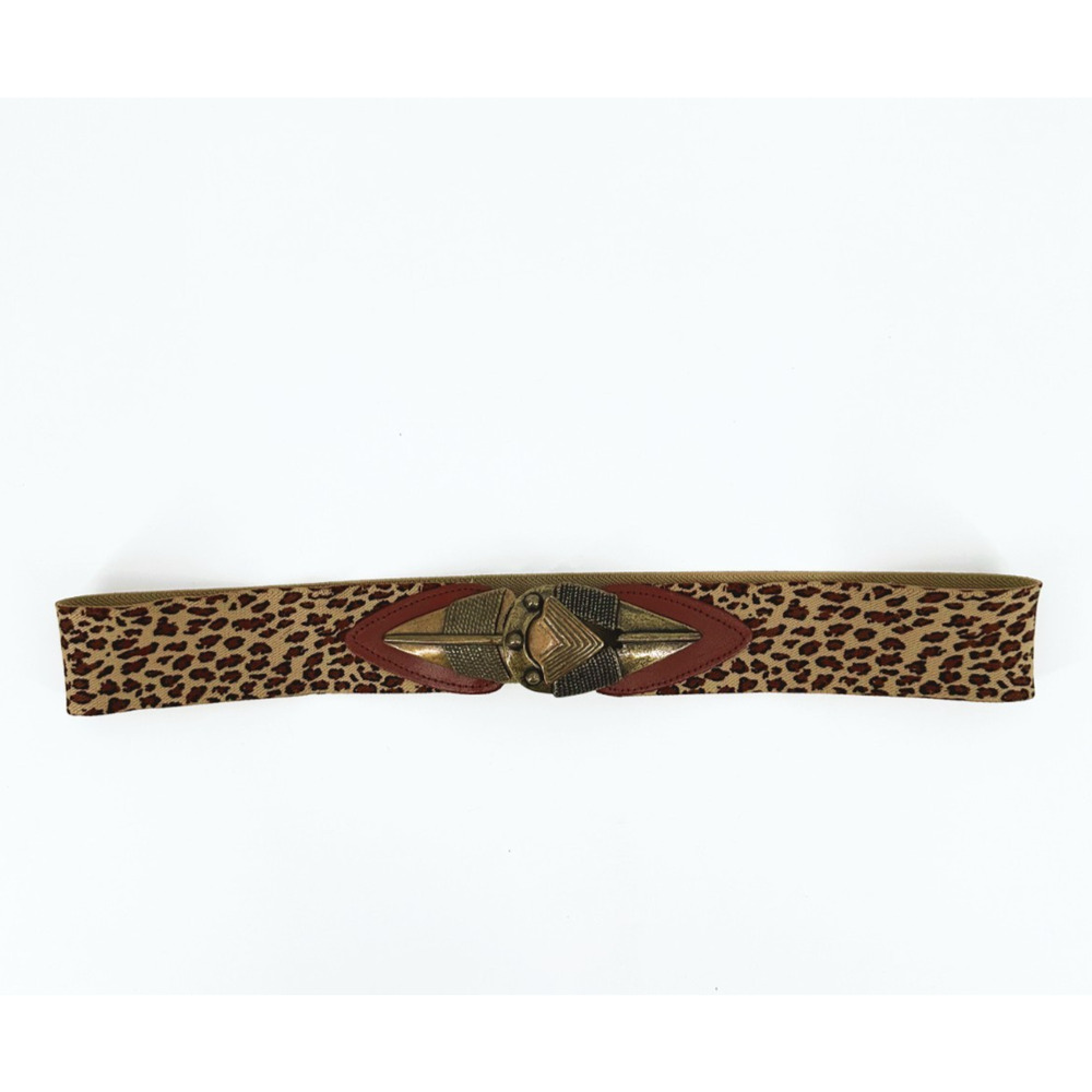 Omega Leopard Print Belt with Gold Buckle